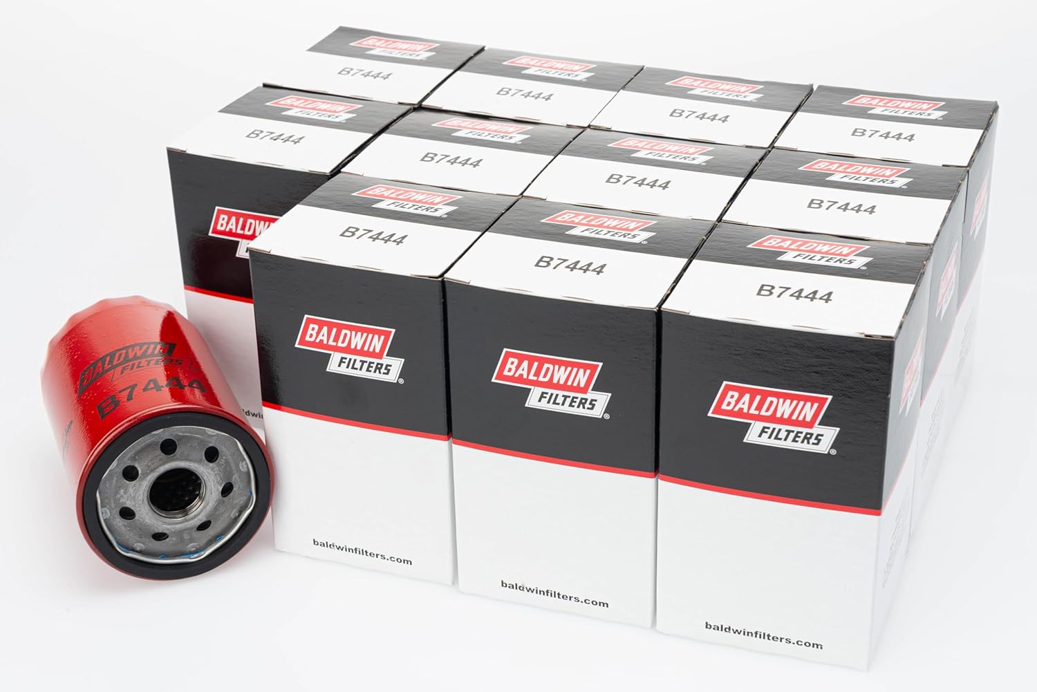 Baldwin B7444 Spin-on Lube Oil Filter, Heavy Duty 9.8 Micron, Replaces WIX 57045, 57045XP and Chrysler Mopar 5184231AA MO231 (Case of 12)
