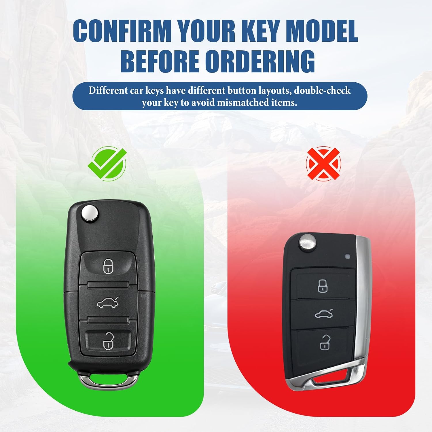 for VW Car Fob Cover with keychain, TPU Key Case Shell Protector, Compatible for Volkswagen Beetle Gti Jetta Passat Tiguan Golf, 3 Button Smart Key, Silver - Blue image 2