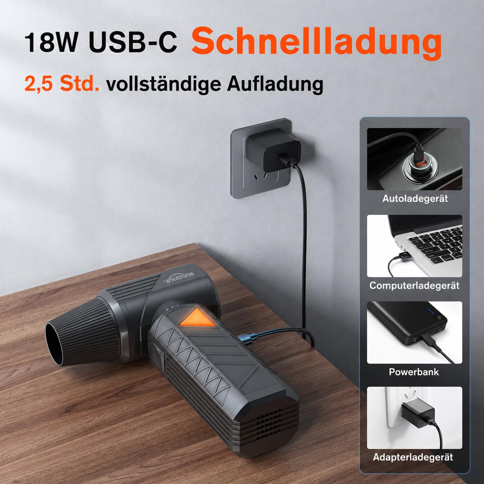 WHATOOK W02 Pro Elektrisches Staubgebläse 400000RPM Electric Air Duster 12000mAh Akku