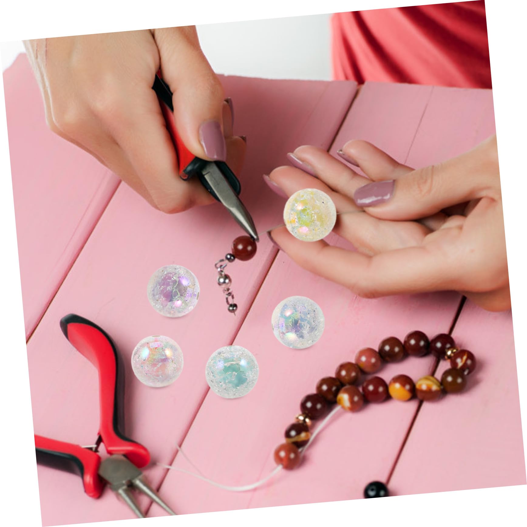 40 Piezas Cuentas Hechas Mano Redondas de Acrílicas para Bricolaje Cuentas Transparentes para Manualidades Decorativas para Hacer Tú Mismo Joyería Suministros para Hacer Pulseras