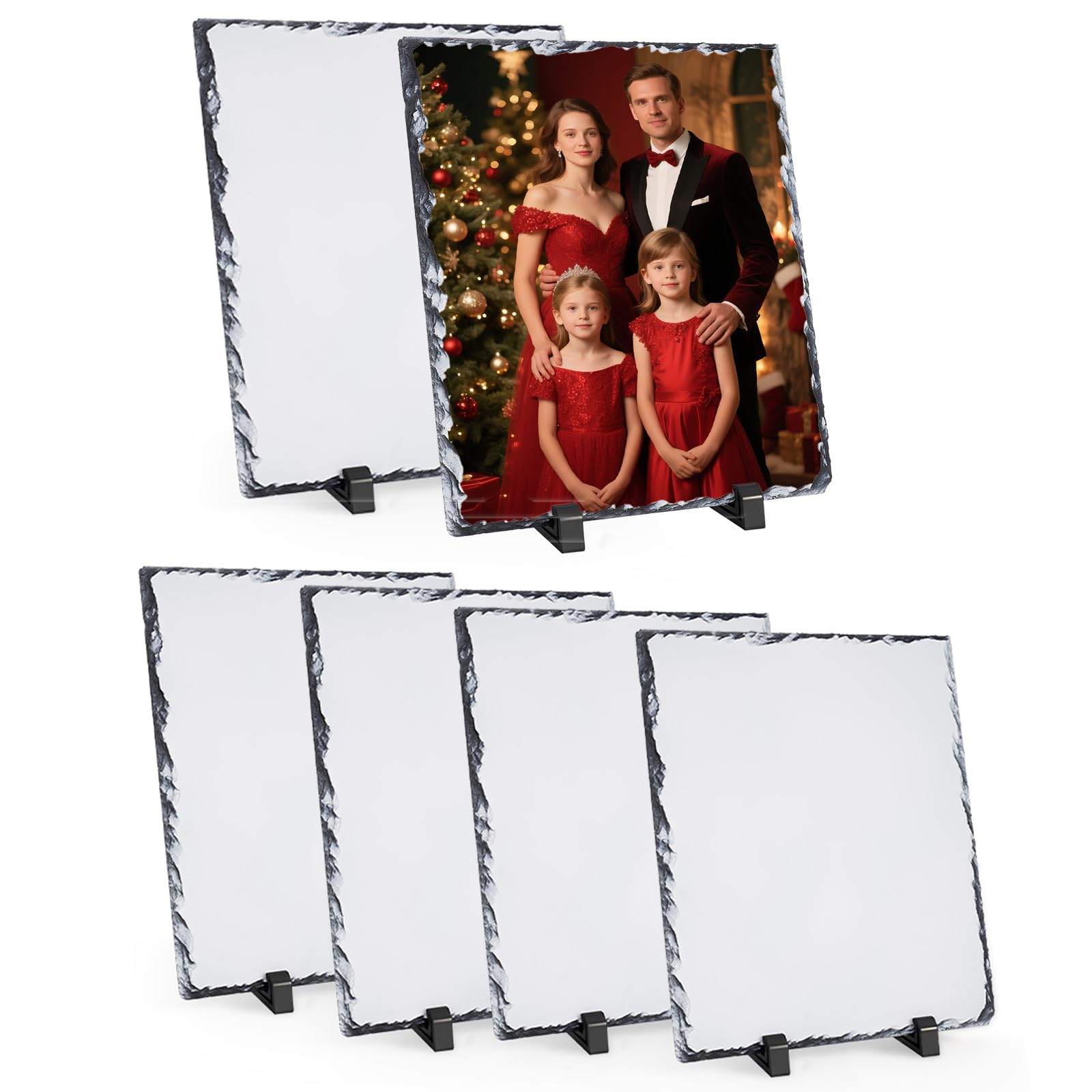 Photo 1 of Aulsetch Sublimation Slate Blanks Rock Plaque Photo for 8X10 Inch 6 PCS Wall and Table Decoration