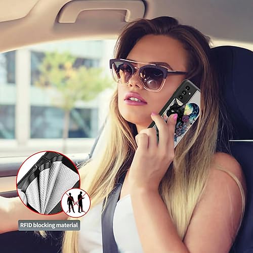 Miniatura 2 de Funda tipo cartera para Samsung Galaxy A14 5G con tarjetero y bloqueo RFID, piel sintética suave, función atril, cierre magnético, funda delgada