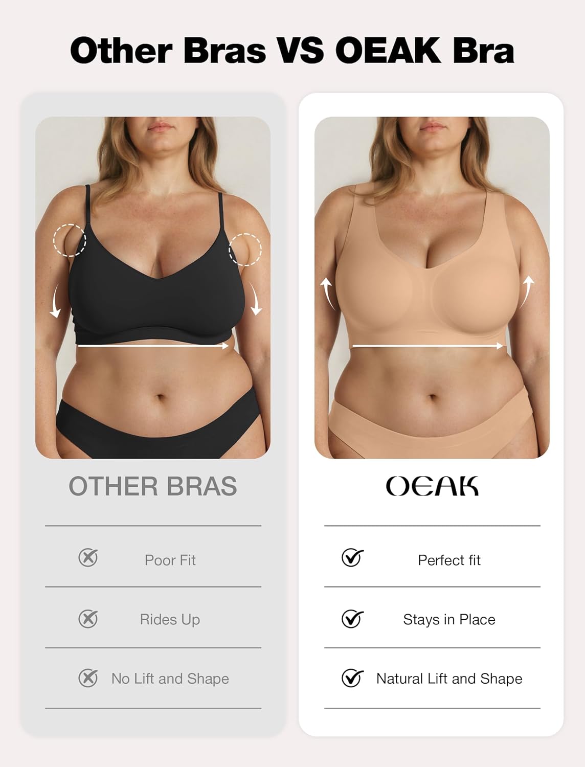 OEAK Womens Jelly Bras No Underwire Seamless Full Coverage Support Lift Pull on Bralette Comfort Everyday Sports Tshirt Bra - Image 5