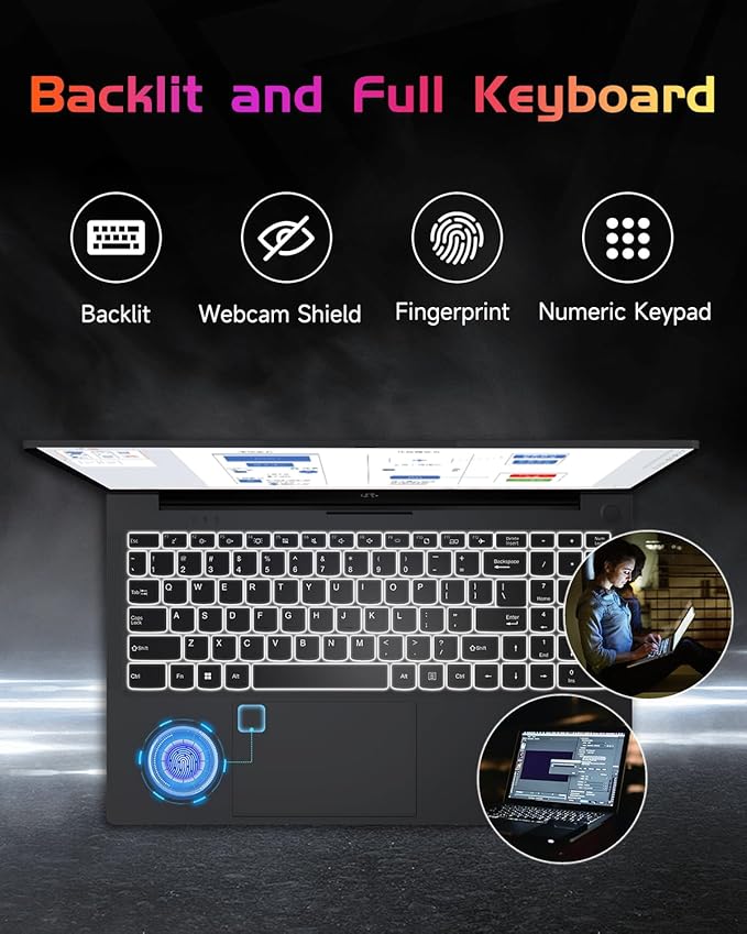 NIMO 15.6" IPS FHD Laptop, 16GB RAM 1TB SSD, Intel N100 miniatura 5