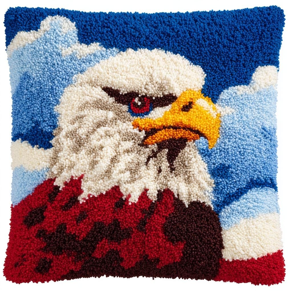AxiangziK Latch Hook Kits 17x17in,Bald Eagle Latch Hook Craft Decorative Tapestry DIY Needlework Rug Kits for Beginners Children Adults and Seniors