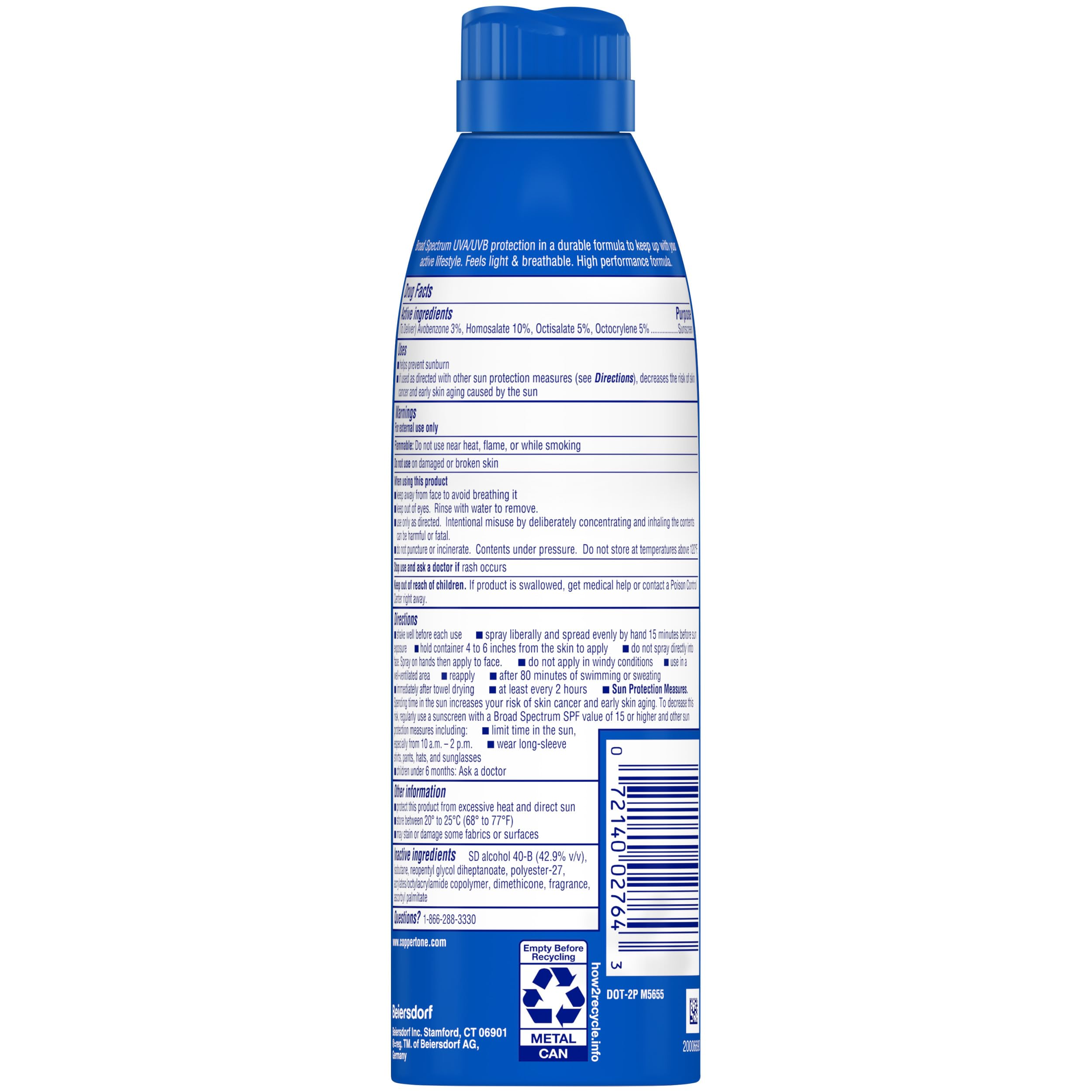 Coppertone Sport Sonnenschutzspray LSF 50, Körper-Sonnenschutz, Wasserabweisendes Spray, Massen-Sonnenschutz, 156 g… – Ansicht 11