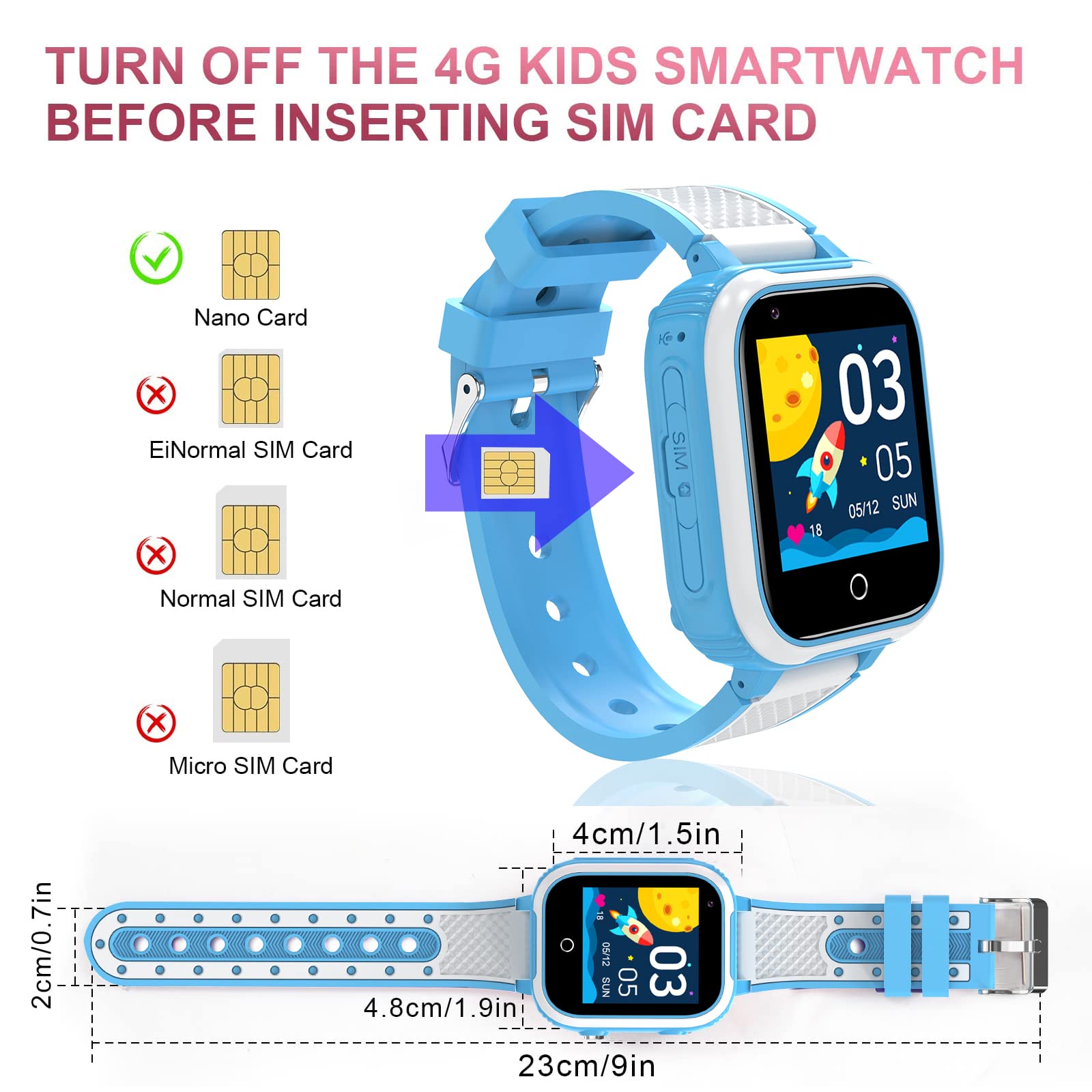 Reloj Inteligente Niño 4G, Smartwatch Niños con Videollamada Chat GPS Localizador y Llamadas SOS, Juego Cámara Despertador Impermeable Modo Clase,Regalos para Niñas Niños Azul