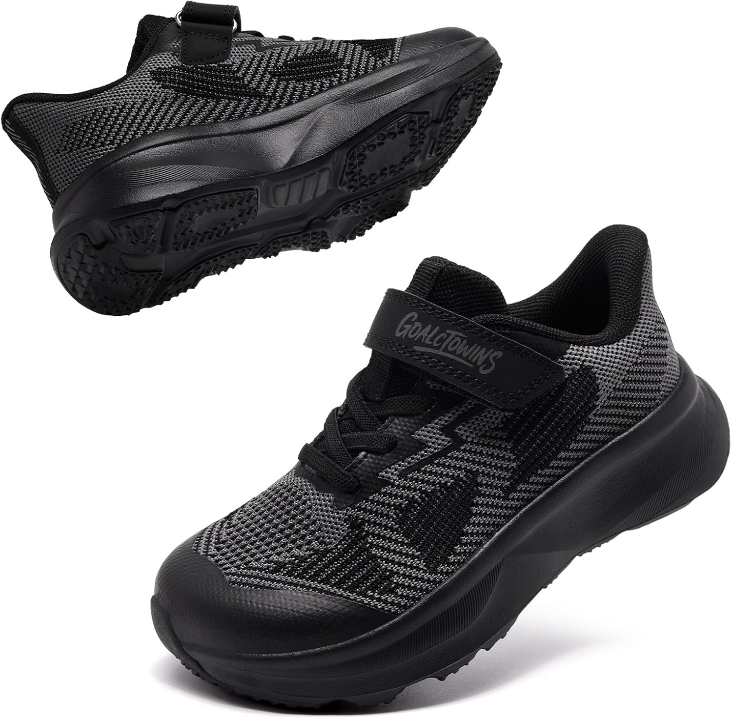 Little/Big Kids Wide Toe Box Shoes Breathable Running Sneakers with Hook and Loop & Elastic Laces, Boys and Girls Non-Slip Wide Toe Box Sneakers for Tennis Walking