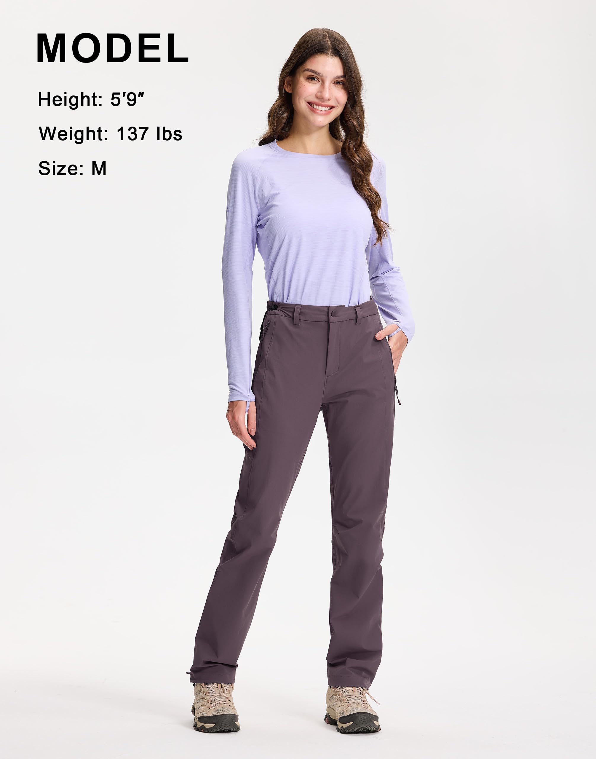 Pantalon d'extérieur pour femme automne/été : pantalon de pluie coupe-vent avec revêtement DWR | séchage rapide | pantalon de randonnée élastique pour l'alpinisme et les randonnées à vélo