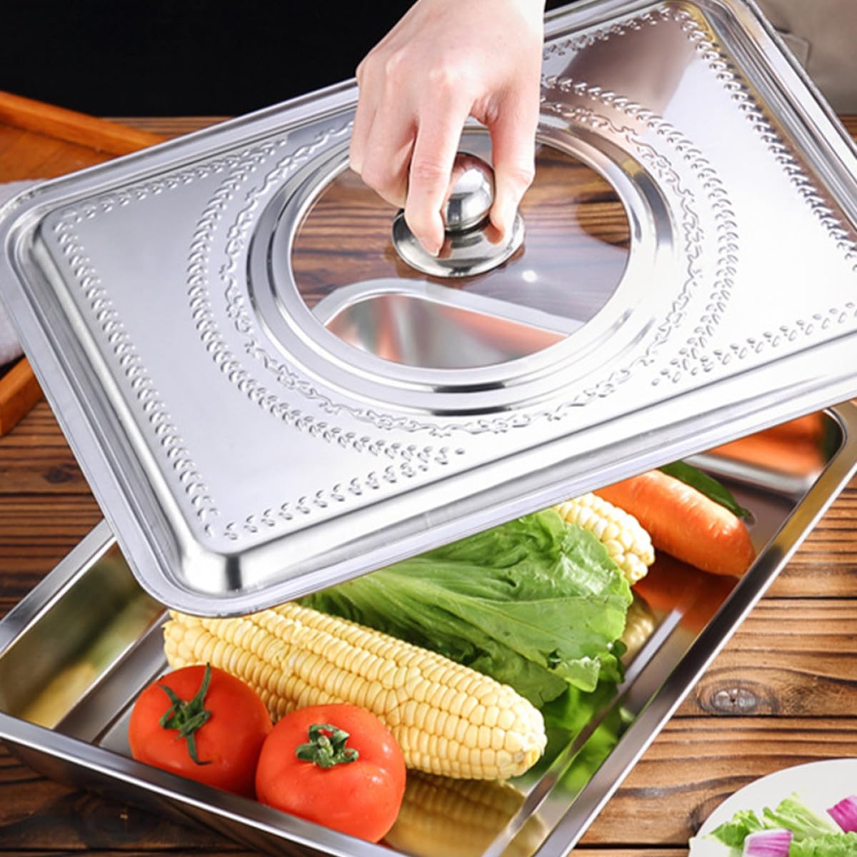 Hemobllo Coperchio Pentola 40X30 CM Acciaio Inox Copertura Anti-Schizzi d'Olio, Accessorio per Cottura di Pesce Grigliato in Cucina Domestica e Professionale