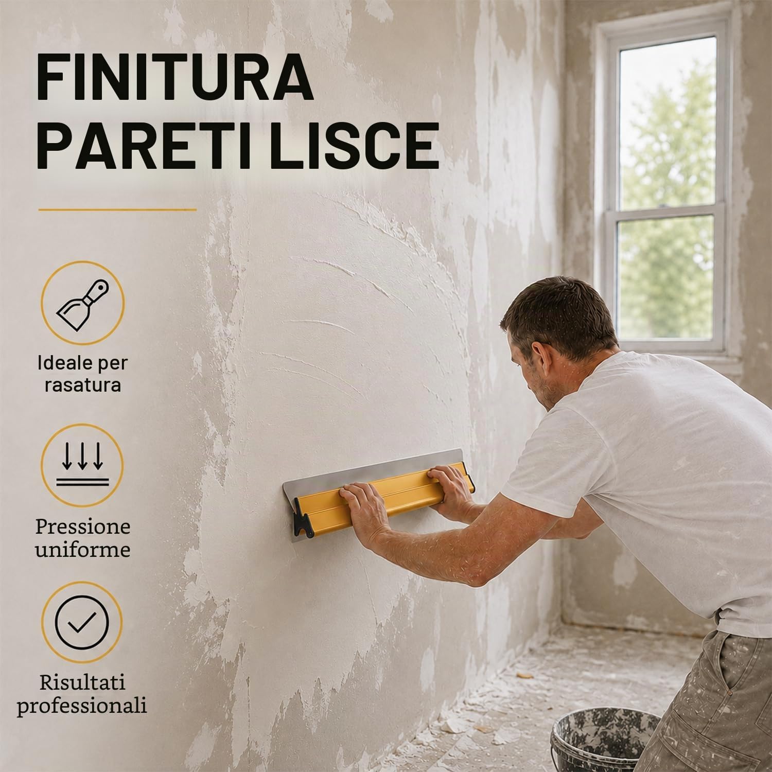 Set Lame per Rasatura 30/50/80 cm | Tre Lame in Acciaio Inox con Ricambi, Manico Telescopico e Valigetta per Pareti, Soffitti, Stucco e Cartongesso