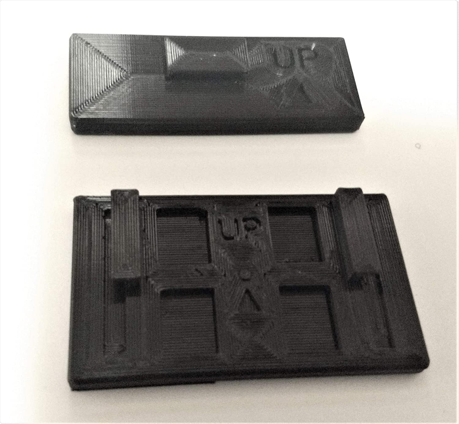 Top view of the two custom 3D printed mounts