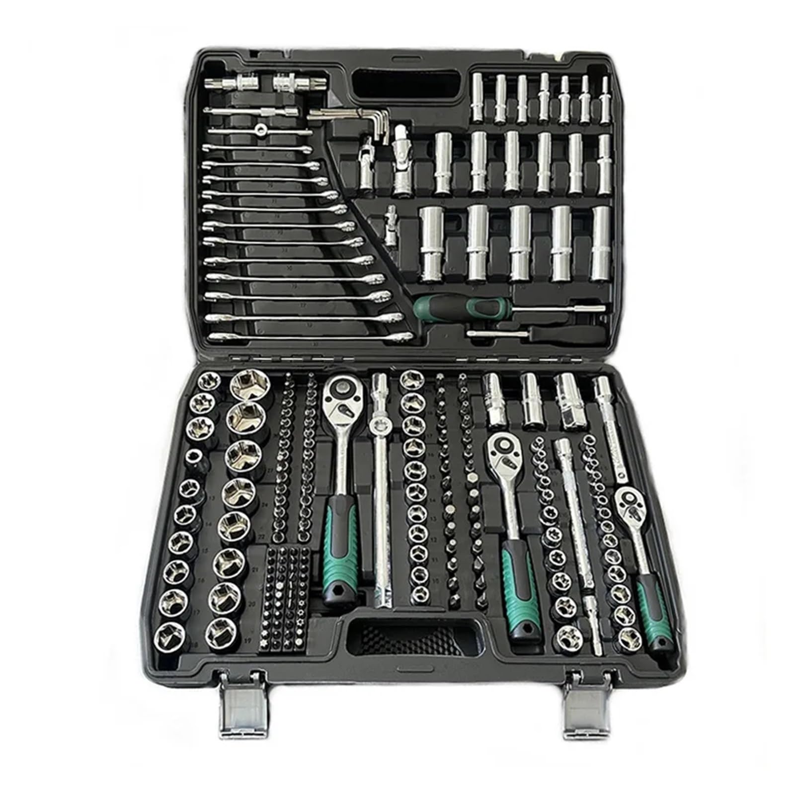 EMHSJSYVB Socket Wrench Sets 214pcs 1/4inch 3/8inch 1/2inch 24-Tooth Ergonomic Ratchet Mechanic Tool Set for Auto Repairing