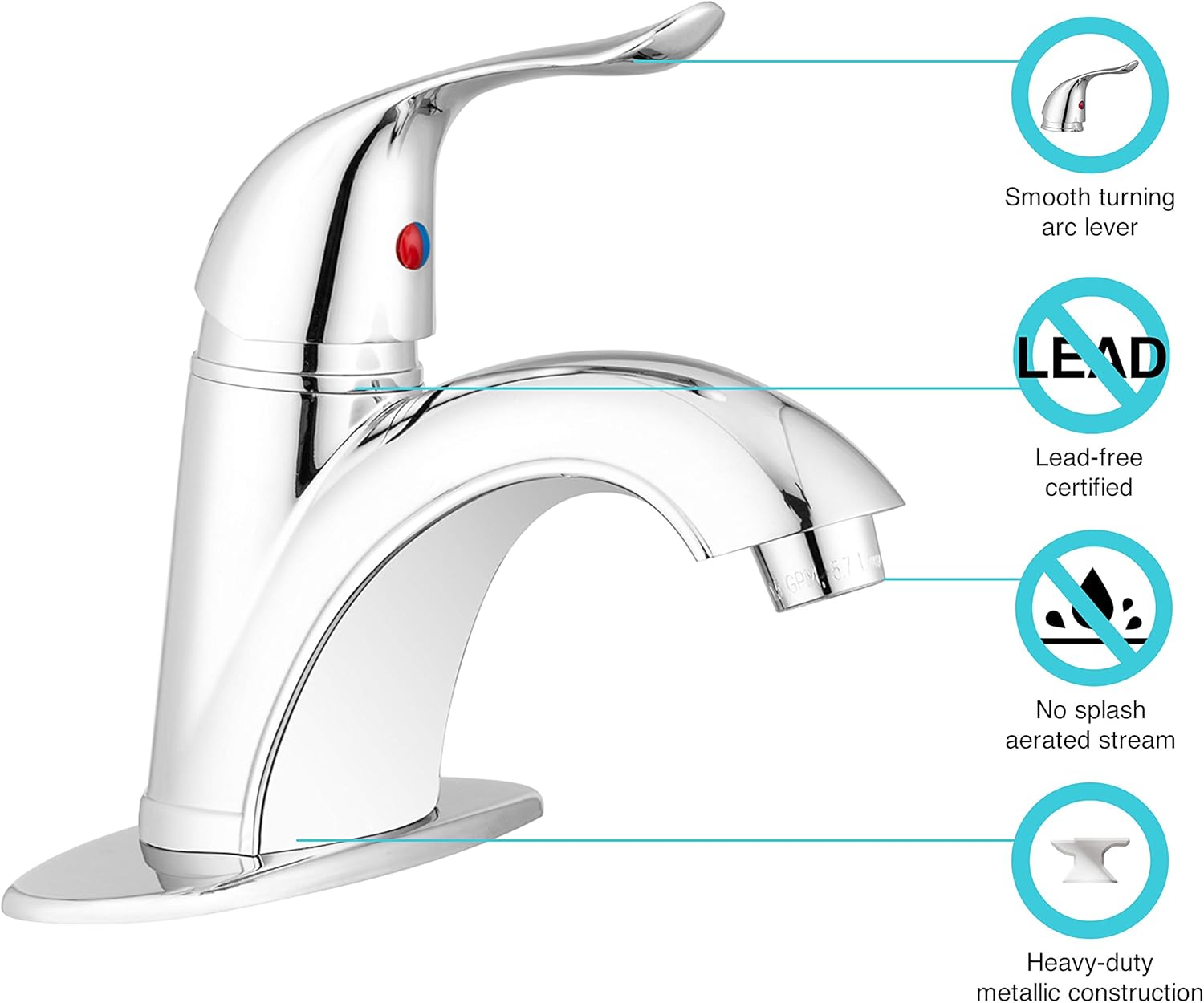 Dura Faucet DF-NML202-CP RV Single Handle One Hole Bathroom Faucet (Chrome)