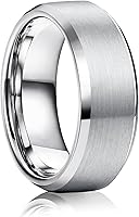 Jstyle 8MM Matte Stainless Steel Wedding Bands for Men Women - Tarnish-Resistant, Beveled Edge Rings Sizes 6-14