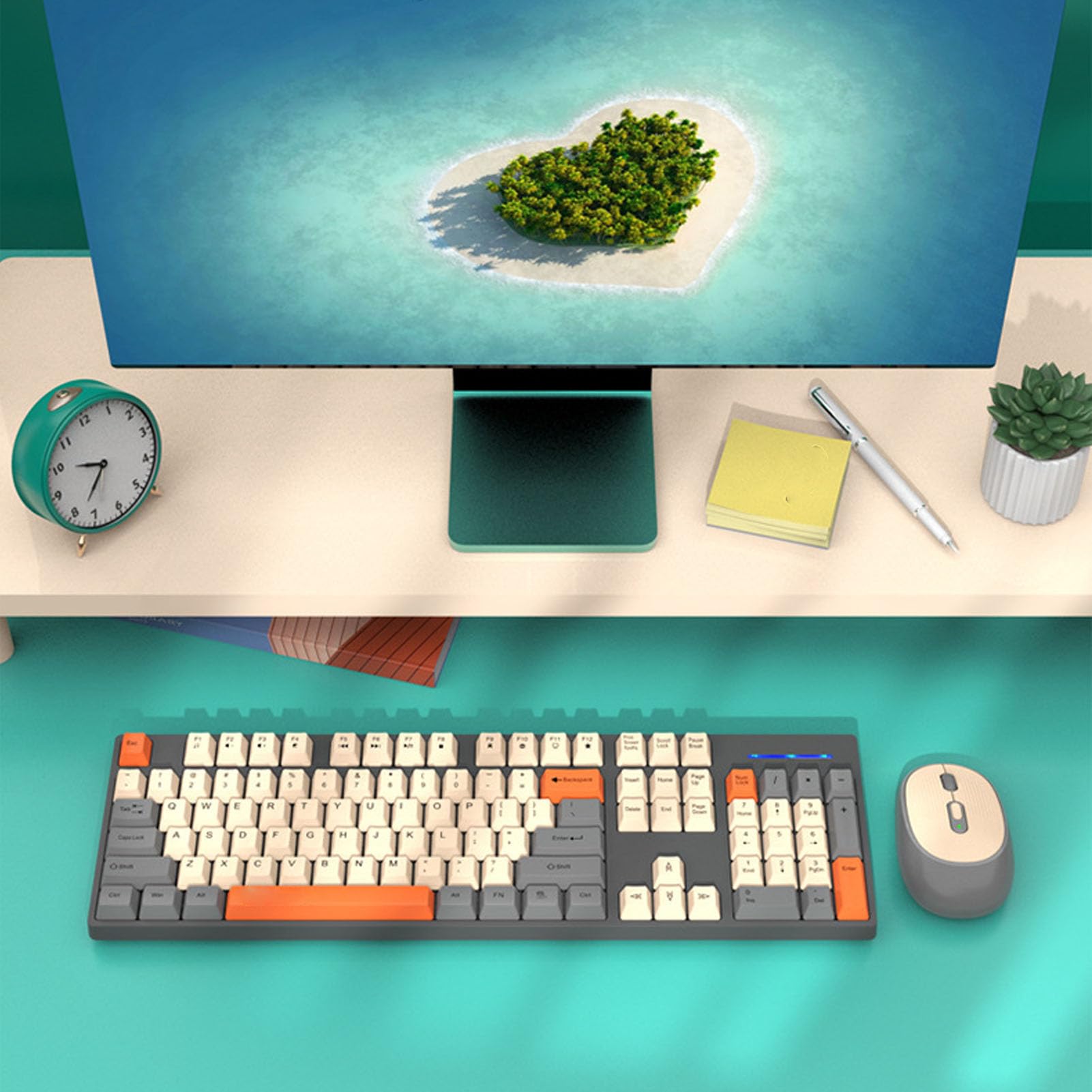 Goshyda Zestaw Bezprzewodowej Klawiatury i Myszy, Bezprzewodowy, Ergonomiczny Zestaw Klawiatury i Myszy 2,4G, do Laptopa PC (Typ 2)