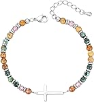 Evabelle Natural Healing Crystal Bracelet for Women, Triple Protection Anxiety Relief New Beginnings Good Luck Empath Protection, Inspirational Spiritual Beaded Braecelet Graduation Jewelry Gift for Friends Mom 6.5+2 Inches