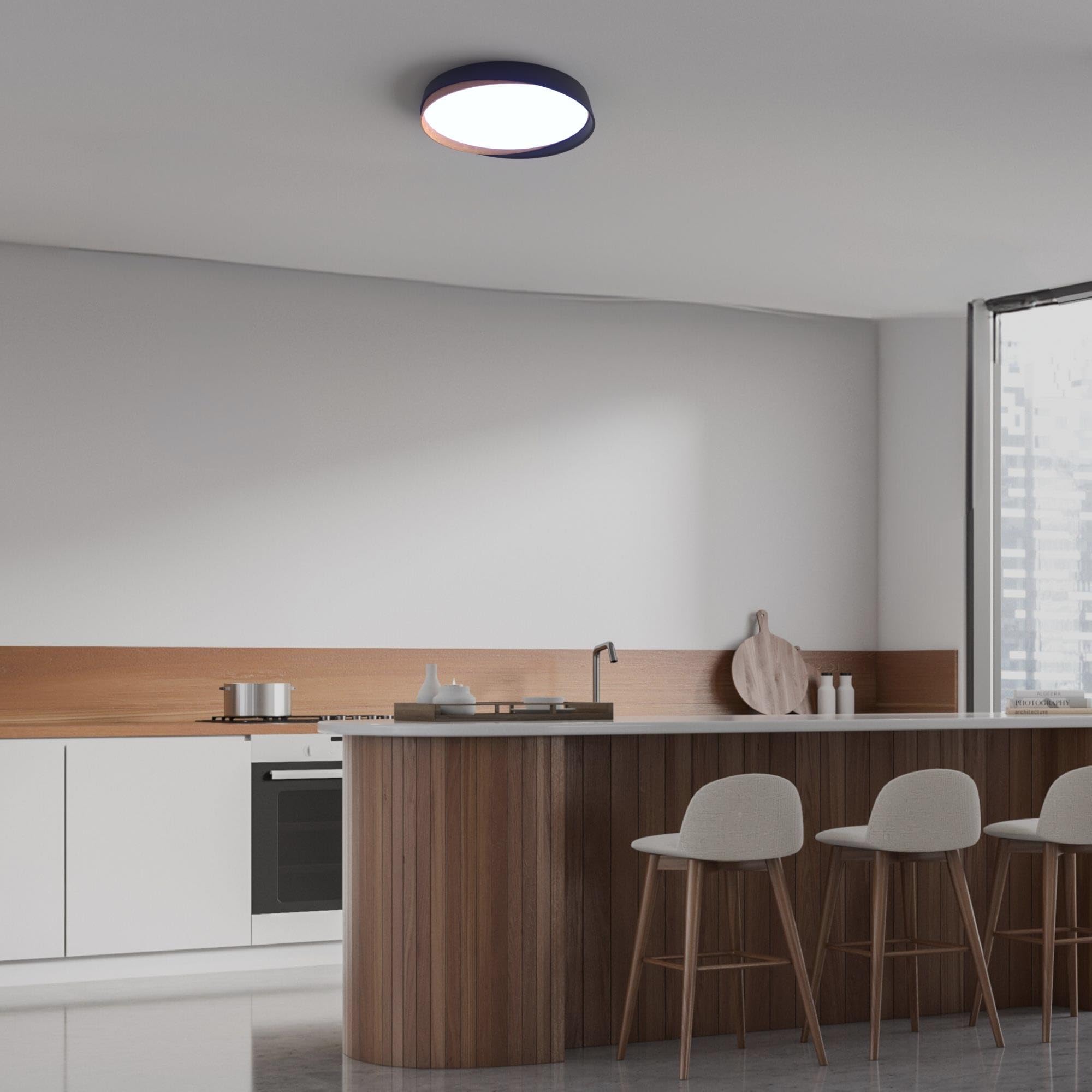 B·LED BARCELONA LED - Lámpara de techo LED tipo plafón CCT 36W - Efecto madera - ø50cm - IP22