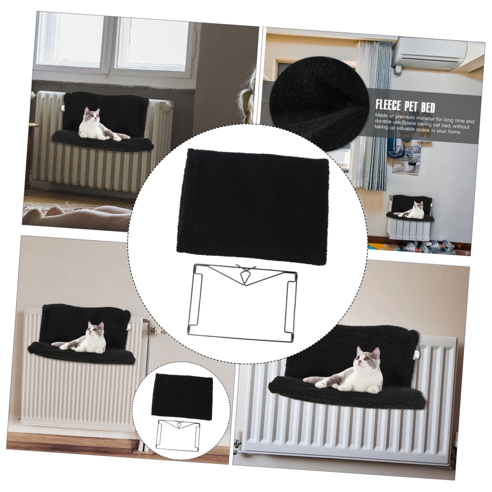 Mobestech Hamac pour Chat Suspendu Cadre Fer Noir en Polaire