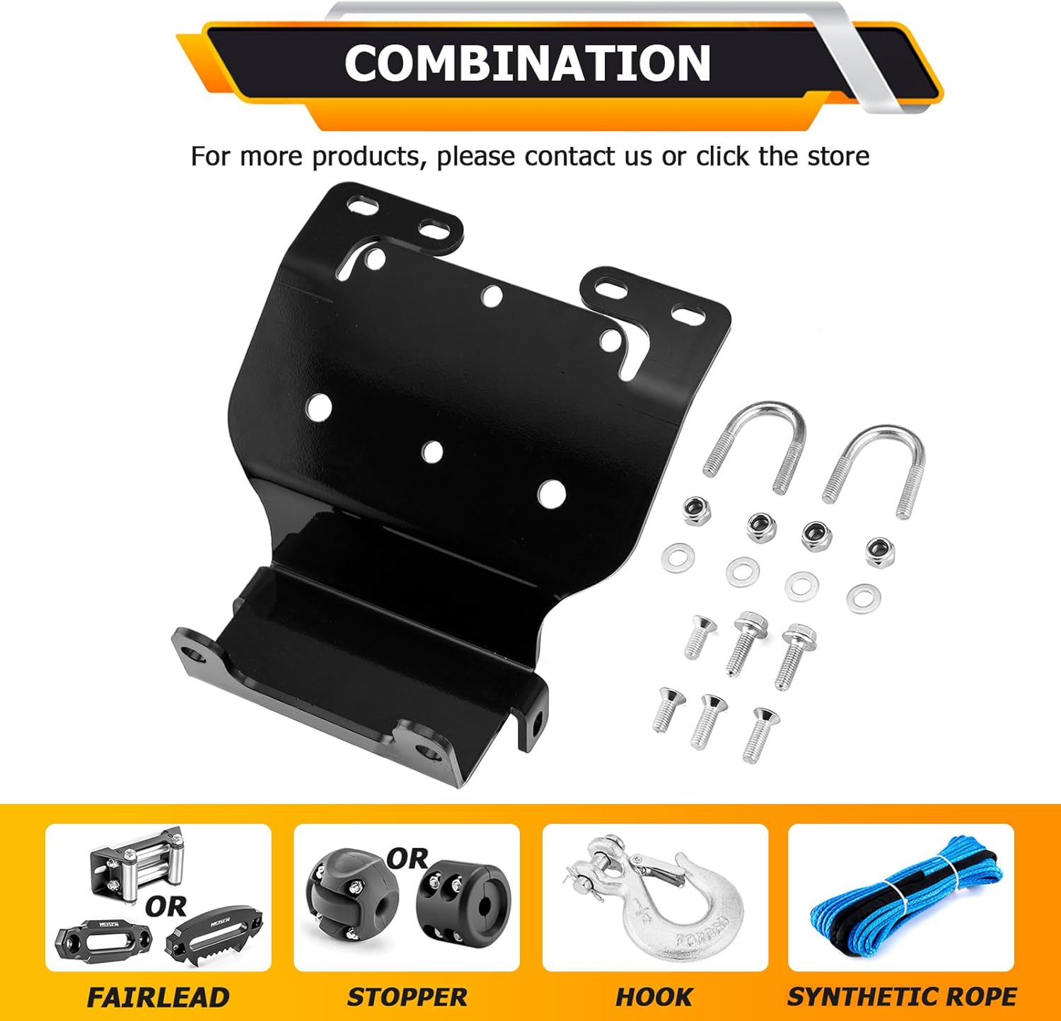 WeiSen Winch Mount Bracket Plate No Drill Compatible with Honda FourTrax TRX300(2x4*4x4) 1993-2000