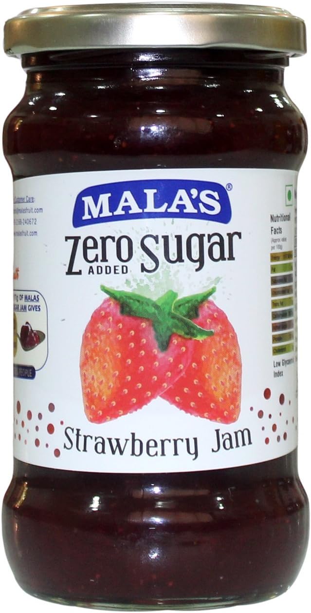 Mala'S, Zero Sugar Jam 350G, Strawberrys, Pack of 1