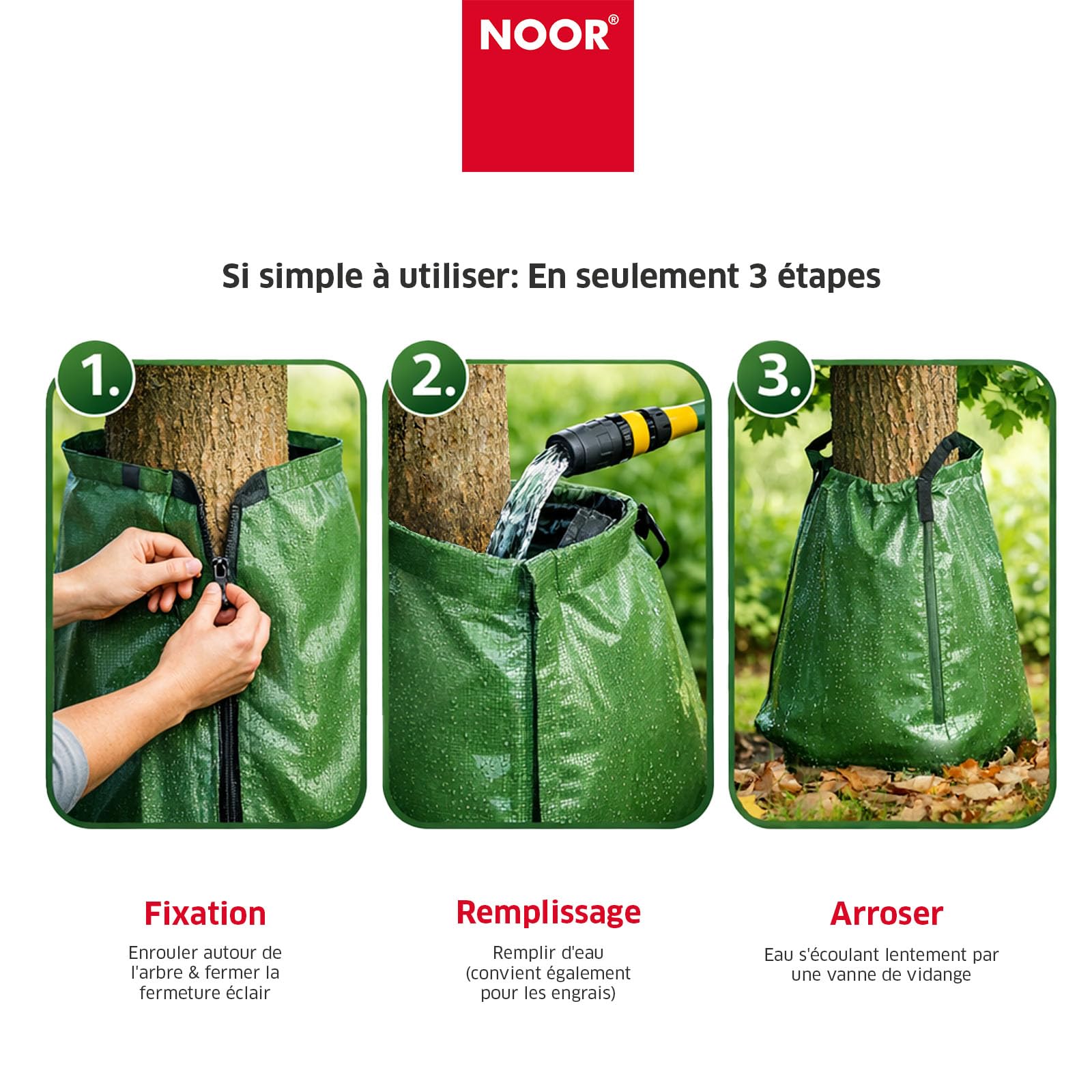 NOOR Sac d’arrosage pour arbres FROGBAG robuste 75 L - lot de 2