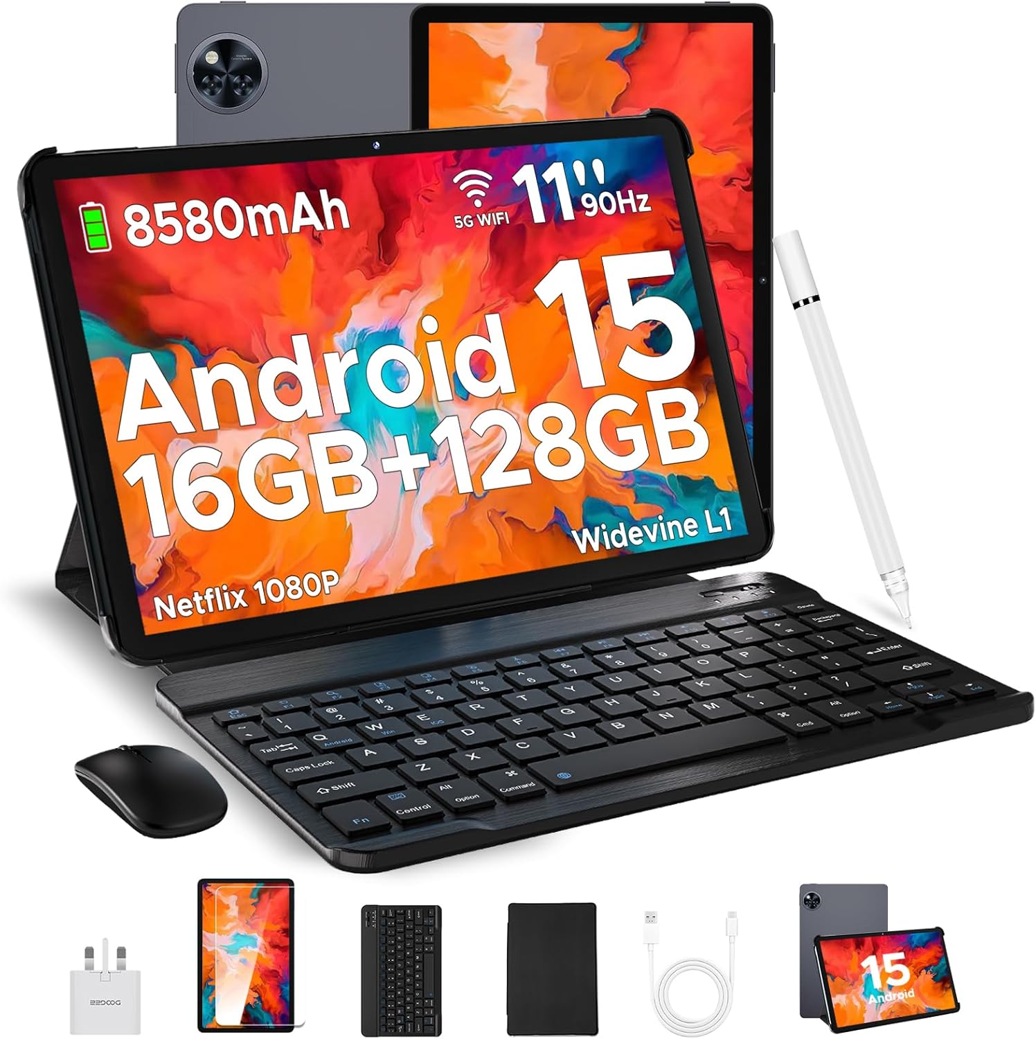 DOOGEE U11 Android 15 Tablet with Keyboard, 16GB RAM 128GB ROM(TF 2TB), 8580mAh Battery, Octa-Core Android Tablets 11 Inch, Widevine L1, 3.5mm Jack, 5G WiFi Tablet with Pen, Mouse & Case – Gray DOOGEE U11 Android 15 Tablet with Keyboard, 16GB RAM 128GB ROM(TF 2TB), 8580mAh Battery, Octa-Core Android Tablets 11 Inch, Widevine L1, 3.5mm Jack, 5G WiFi Tablet with Pen, Mouse & Case – Gray
