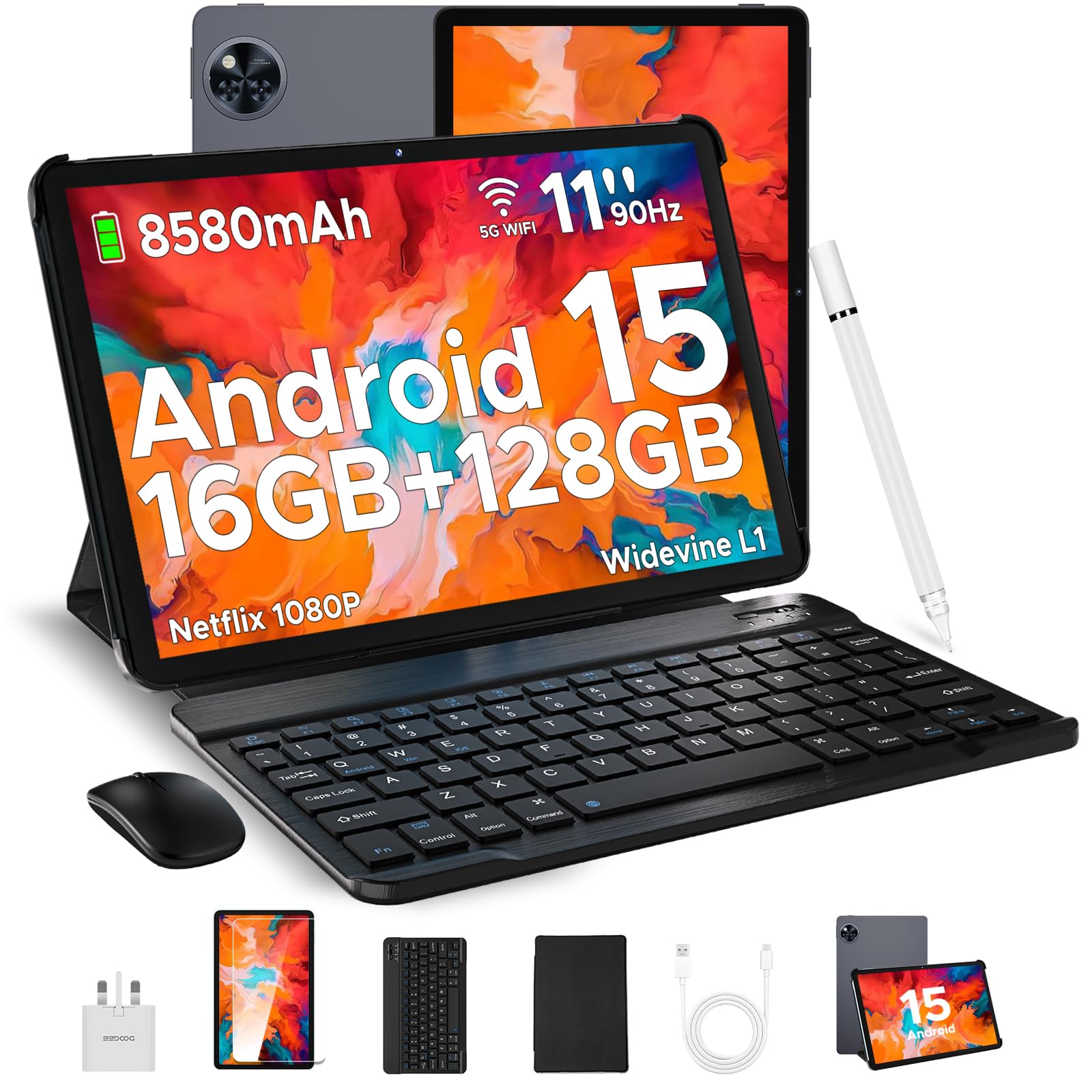 DOOGEE U11 Android 15 Tablet with Keyboard, 16GB RAM 128GB ROM(TF