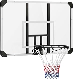 حلقة كرة السلة للاستخدام الخارجي والداخلي، لوح كرة سلة مع سلة من الصلب وشبكة تثبيت على الحائط، حلقة كرة سلة صغيرة للأطفال والكبار من سبورت ناو، 11.3 م × 61 سم × 73 سم
