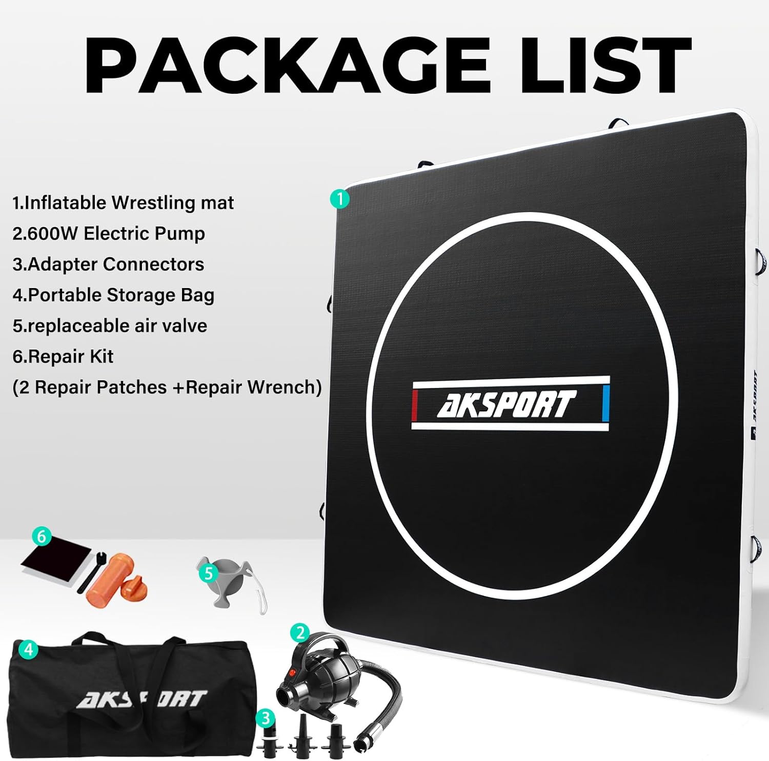 AKSPORT Inflatable Wrestling Mat 10ft, Training Mat for BJJ, MMA, Martial Art, Boxing, Grappling and Judo, Indoor & Outdoor Use