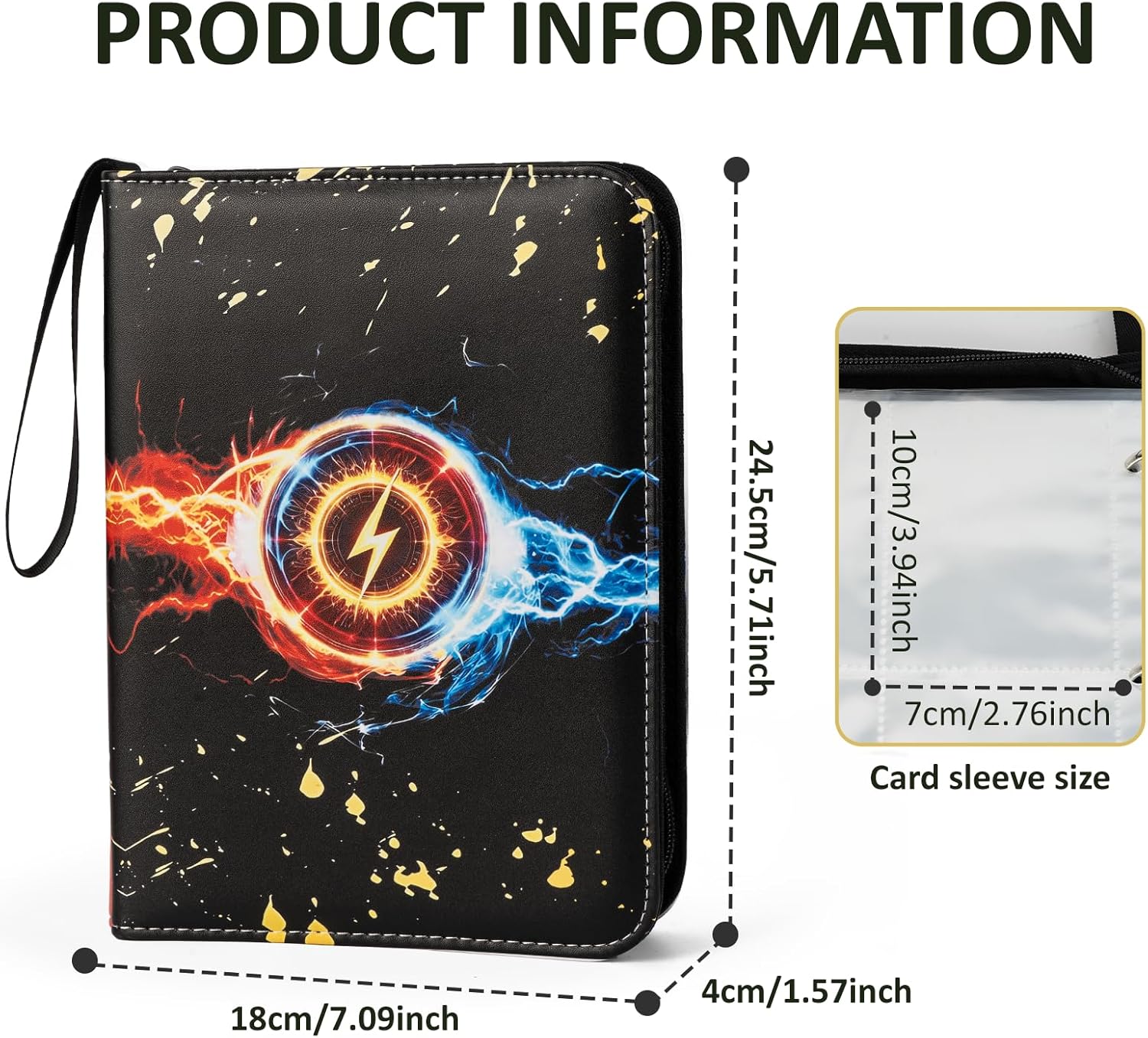 Trading Card Binder Album, 400 Pockets, 50 Removable 4-Pocket Pages, Waterproof (Black Blue& Red)