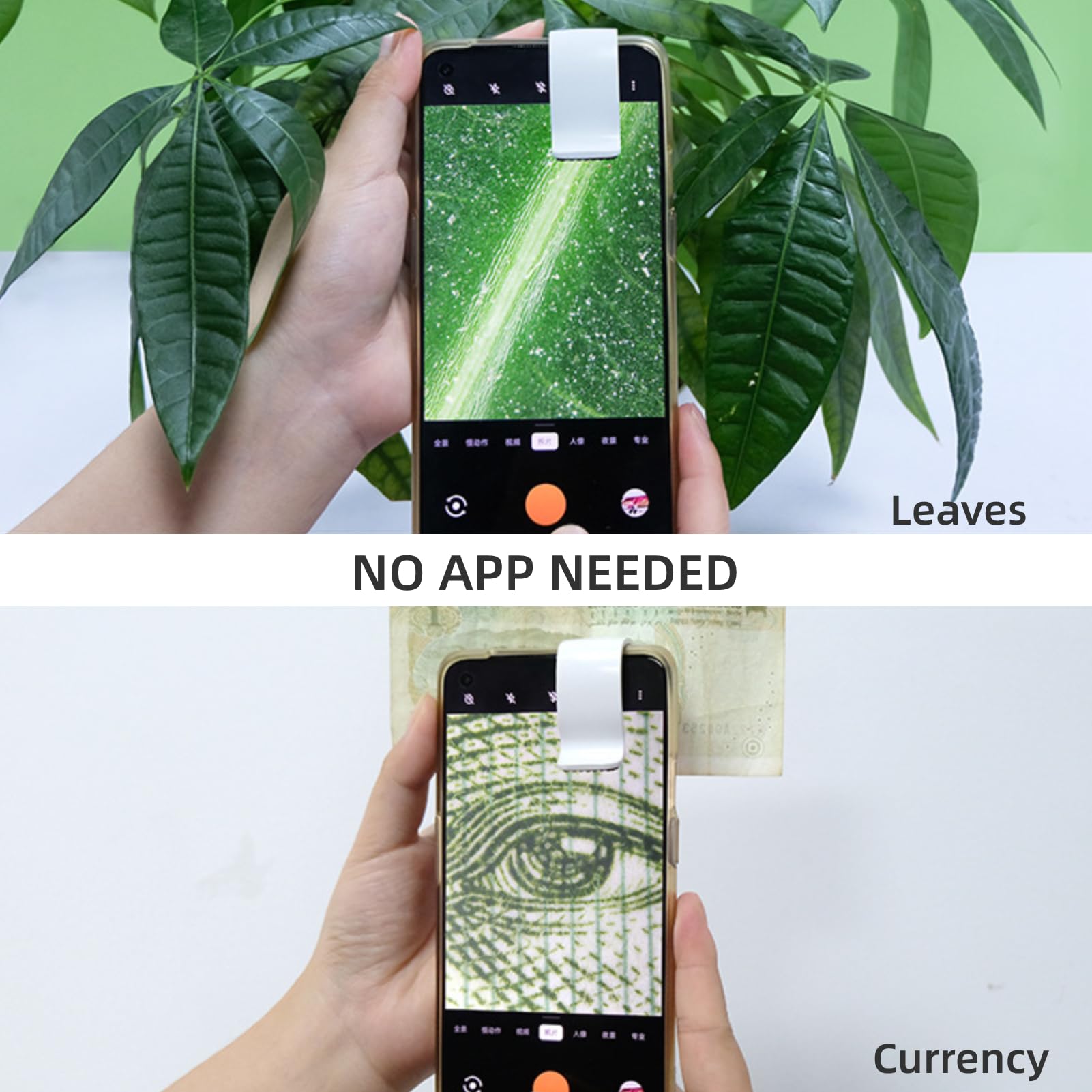 Yunseity 200X Telefonmikroskop, Taschenmikrofon, Kameraobjektivbefestigung mit Universalclip, CPL-Objektiv Eingebettet, für, Android 99% Smartphones(Schwarz)