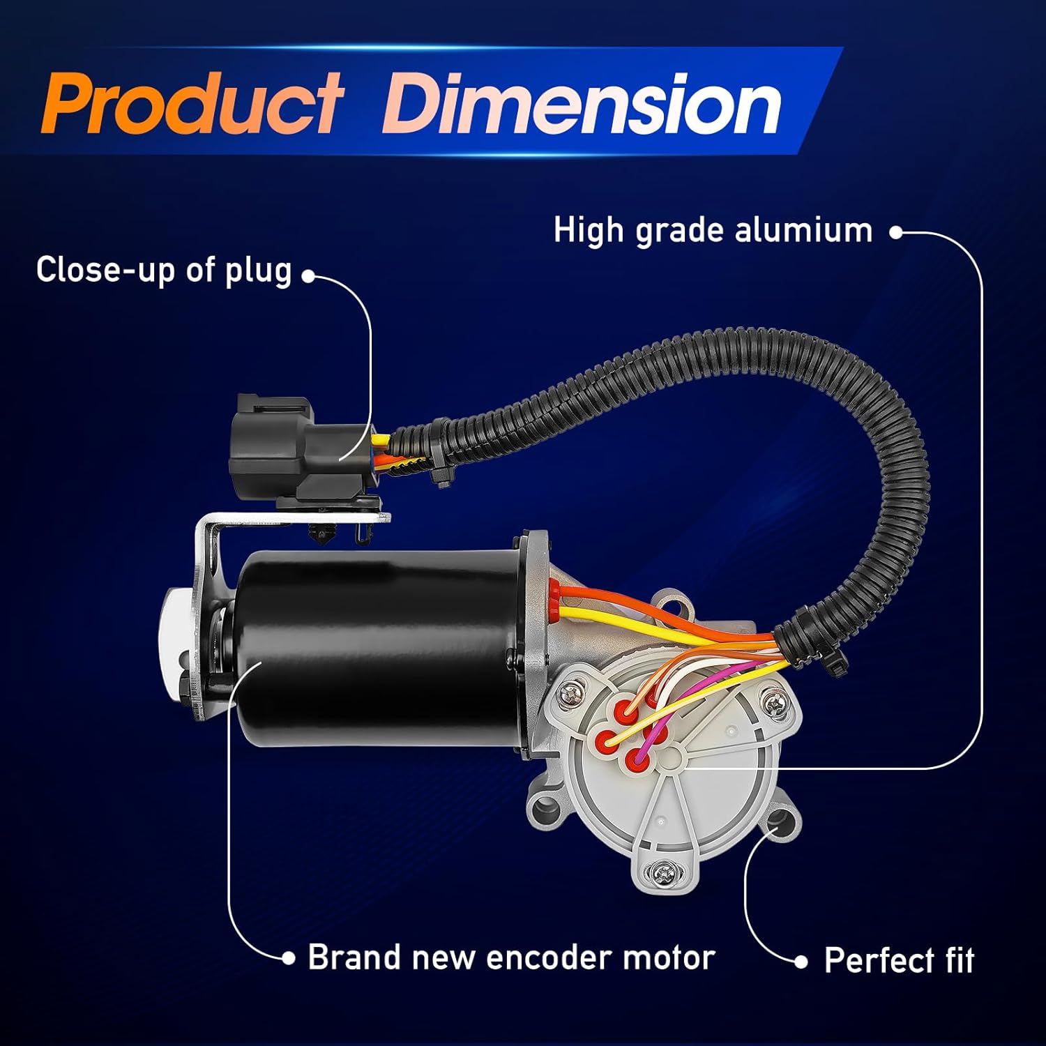 Transfer Case Motor with 7 Pin Fit for Ford 2006 2007 2008 2009 2010 2011 Ranger, Replace OE 48221, 6L5Z7G360AA, 6L5Z7G360AB, 6L5Z7G360AC,600-931