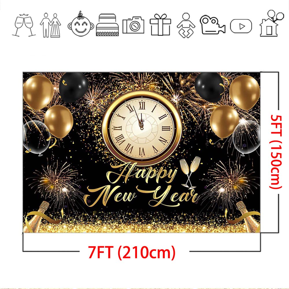 Laeacco Happy Birthday Backdrops For Photography 10x6.5FT Black And Gold Birthday - View #12