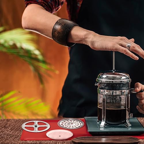 Miniatura 4 de Sabary 8 piezas de repuesto para filtro de prensa francesa, incluye 6 piezas de malla de prensa francesa de acero inoxidable que contiene disco en