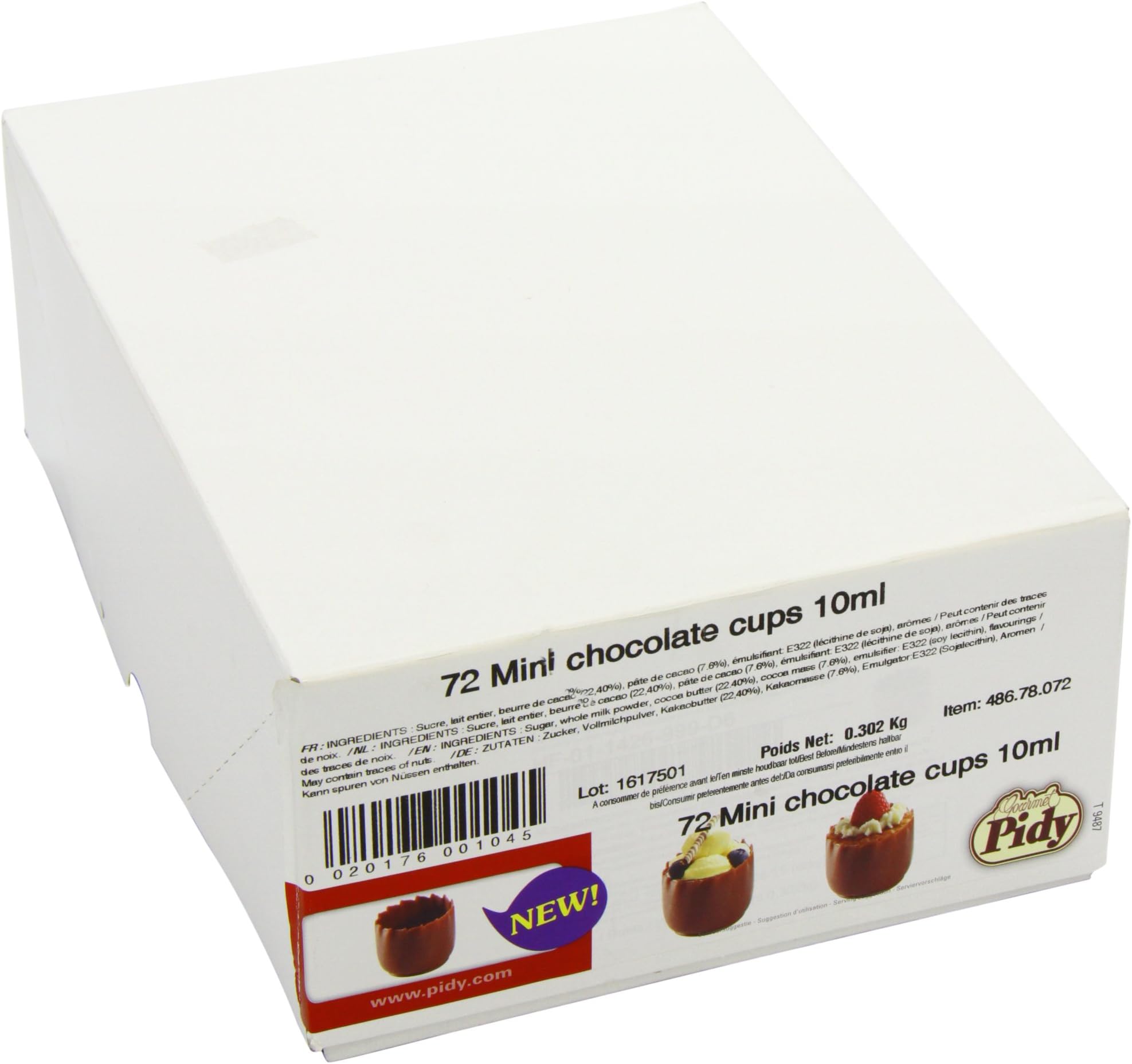 Pidy Mini Milk Chocolate Cups, 10 ml - Pack of 72