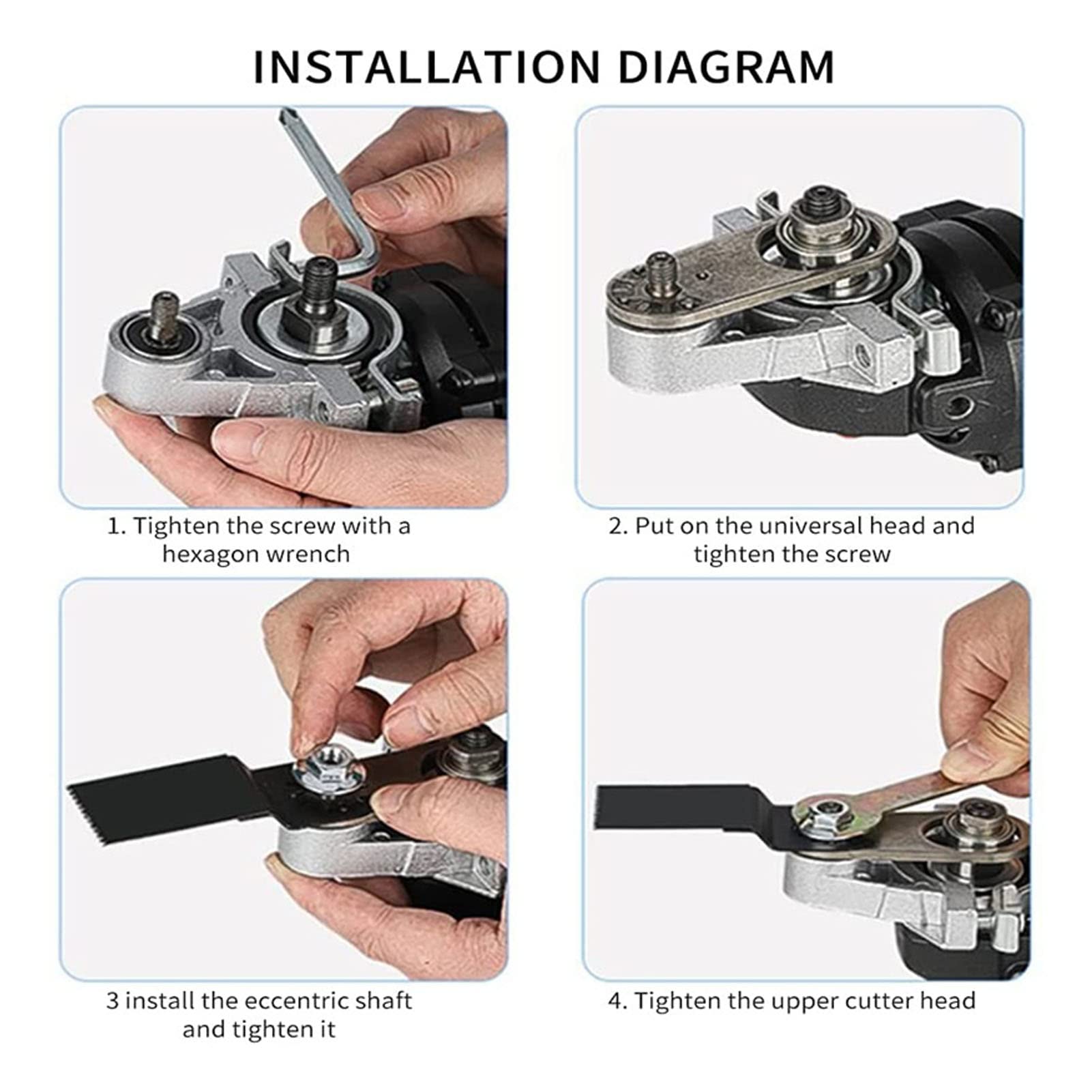 Herramienta de Adaptador Oscilante de Amoladora Angular Resistente con 2 Hojas de Sierra, Paquete de Tornillos, Llave para Cortar, Rectificado, Derusting, Pulido