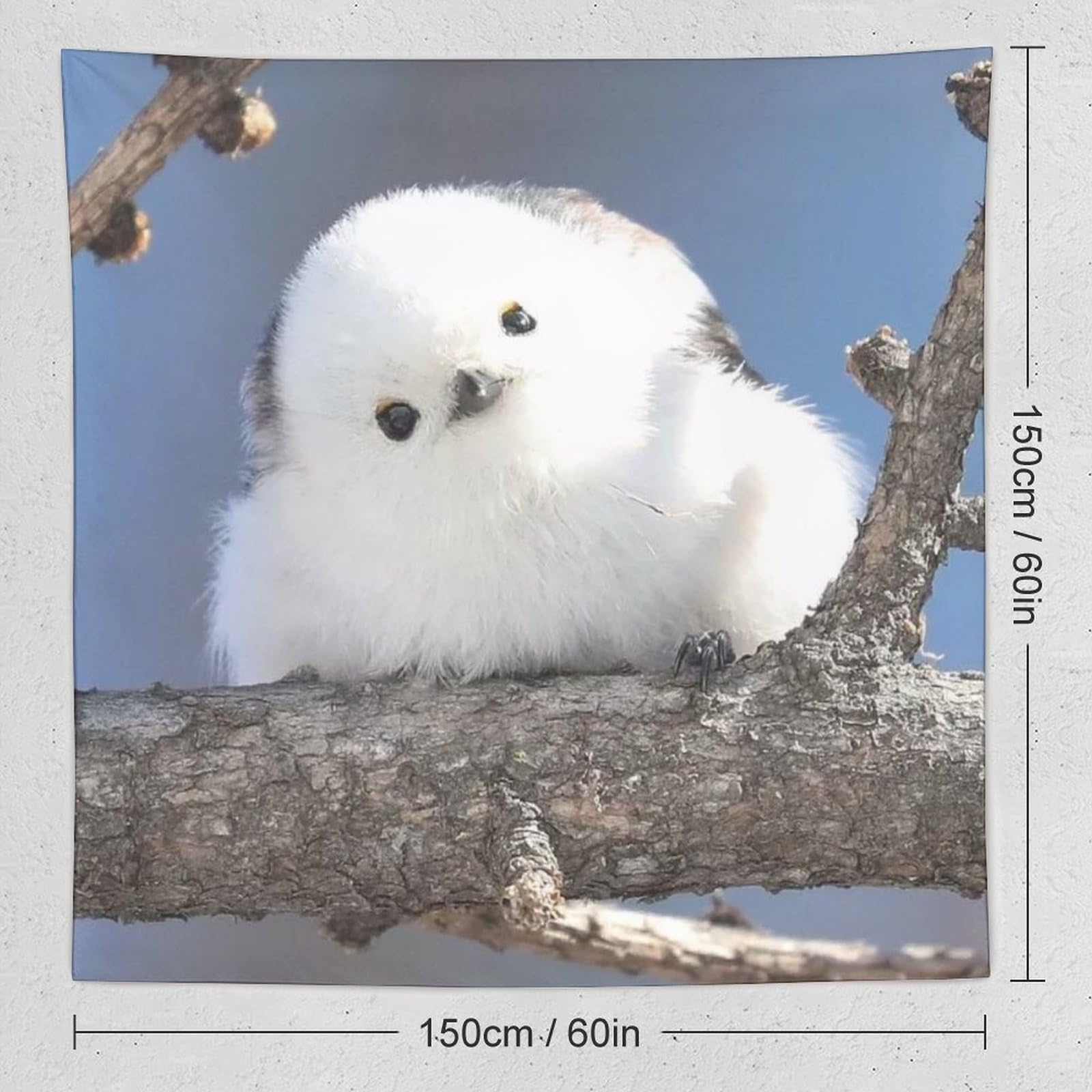 Amazon.co.jp: 枝に座っている白い鳥タペストリー 毛むくじゃらの