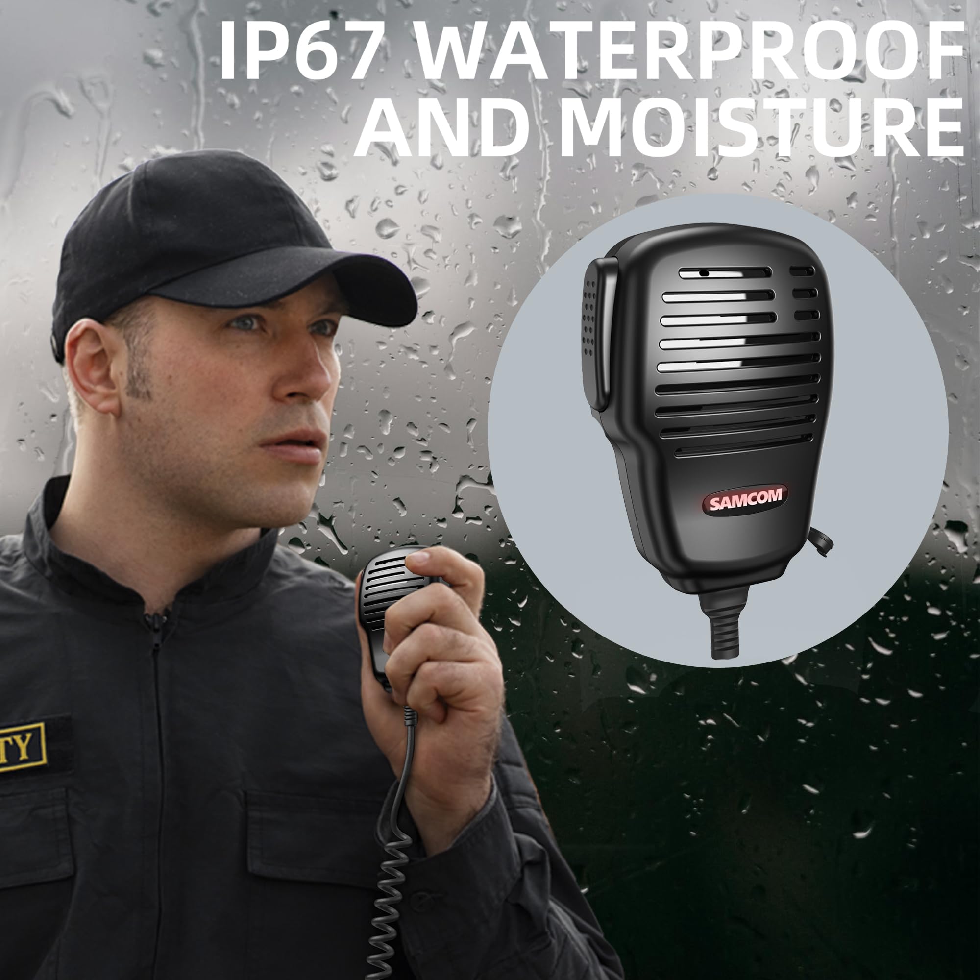 SAMCOM 2 Stück Wasserdichtes Lautsprechermikrofon für Zwei-Wege-Radios, 2 Pins Typ K, Walkie-Talkie, Polizeimikrofon mit verstärktem Kabel, Zwei-Wege-Funkmikrofon