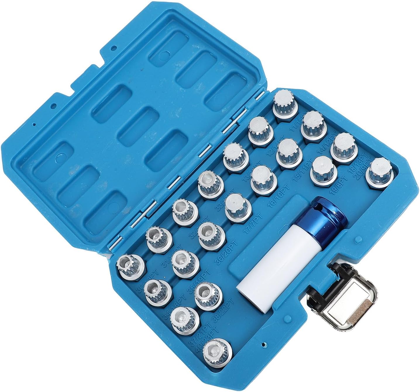 Astibym 21pcs Wheel Lock Lug Nut Remover Tool Kit With 1/2in Drive Adapter Steel Chrome Plated Fit for R50 R52 R53