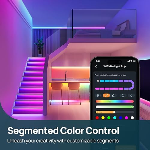 Miniatura 3 de Linkind Tira de luces LED RGB de 10 pies, tira de luz inteligente que funciona con Alexa y Google Home, control de aplicación, sincronización de