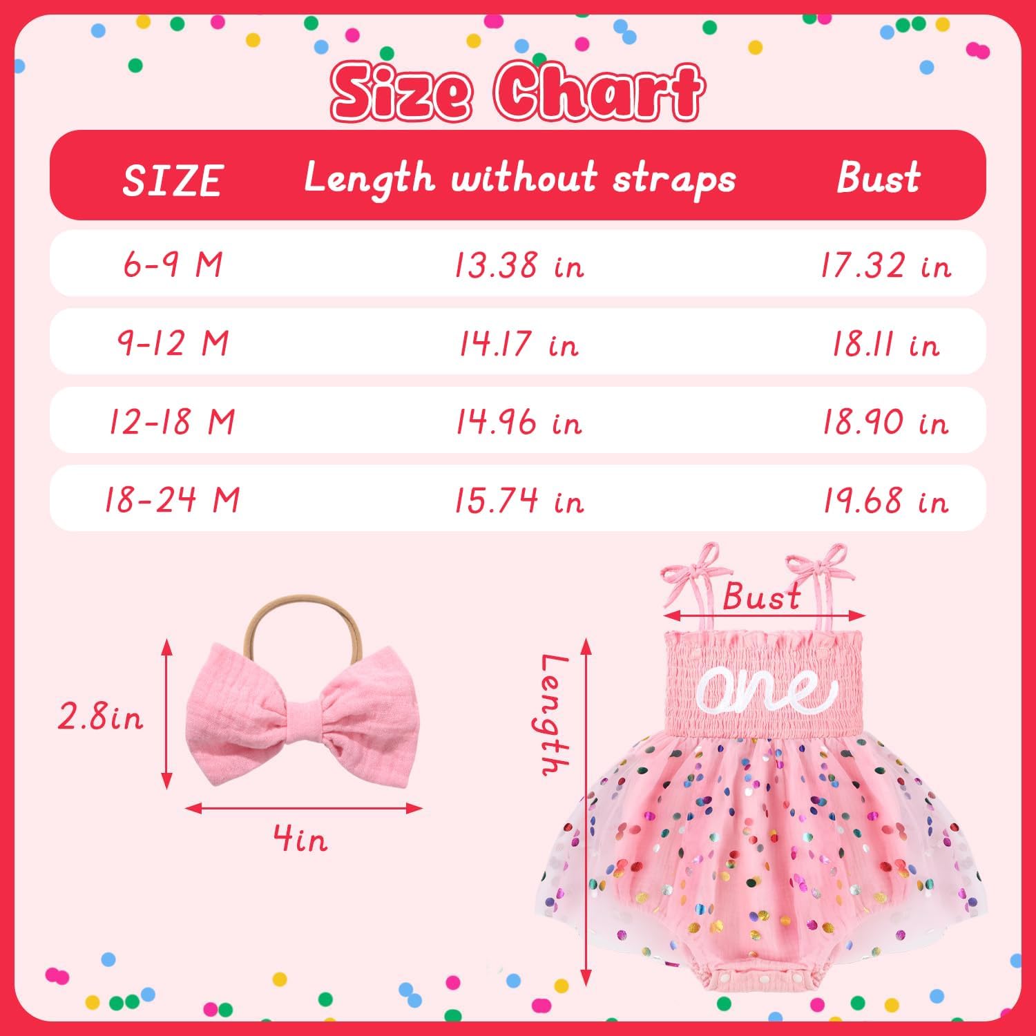 HONGTEYA Baby Girl 1st Birthday Outfit Girl First Birthday Clothes One Year Old Gifts Romper Tulle Summer Newborn Dress - Image 6