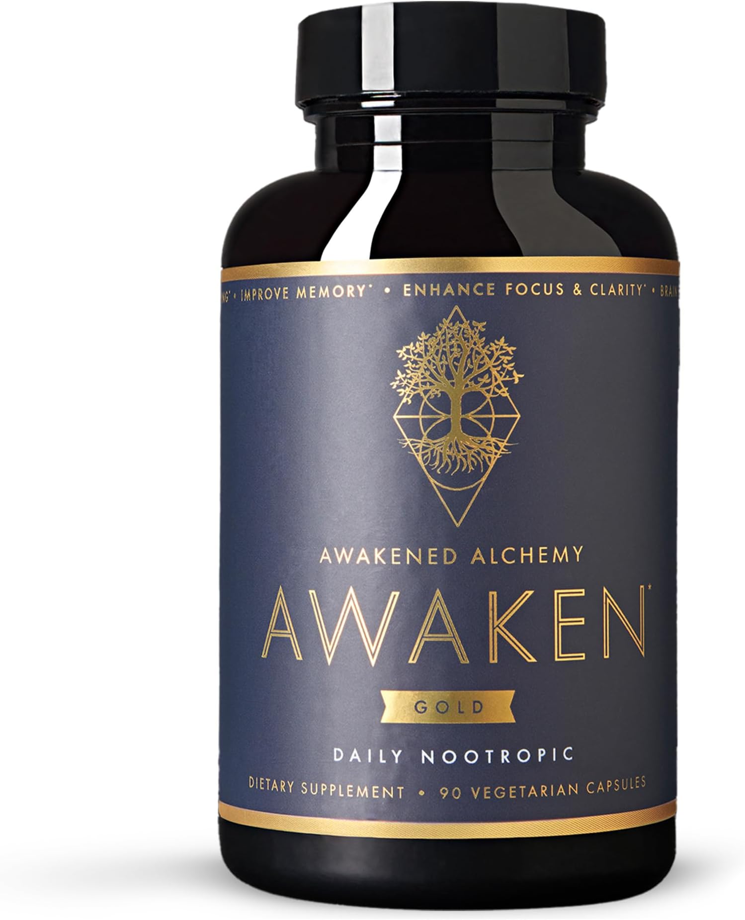 Awakened Alchemy GOLD Premium Nootropic Supplement | Advanced Brain Nutrition | Improve Memory & Learning | Enhance Focus & Clarity | Intensify Drive | 11 Premium Ingredients | 45 Servings