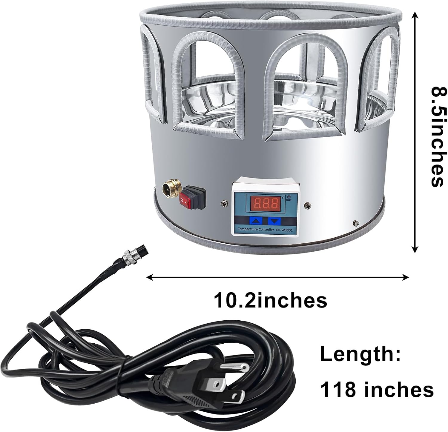 Heated Chicken Waterer - 5 Gallon Metal Base With Temperature Indicator for Winter - For Chickens, Ducks, Pigeons (Does Not Contain Buckets)