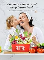 Vista 3 de Mantequillera con Tapa: Recipiente Grande para Mantequilla para Encimera - Soporte de Mantequilla de Cerámica para Mostrador - Bandeja