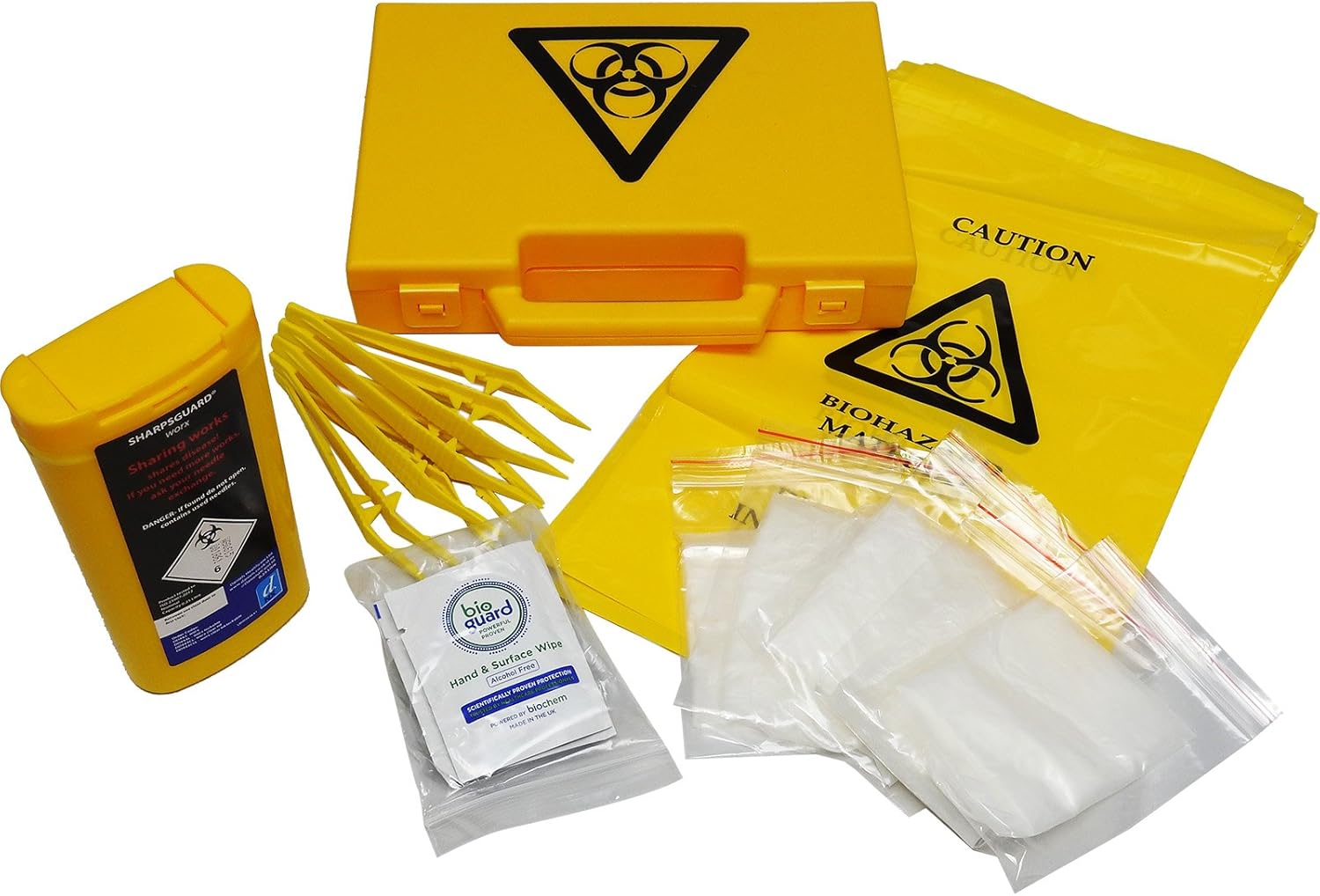 Qualicare Large BioHazard Sharps Needle Syringe Waste Clean Up Case
