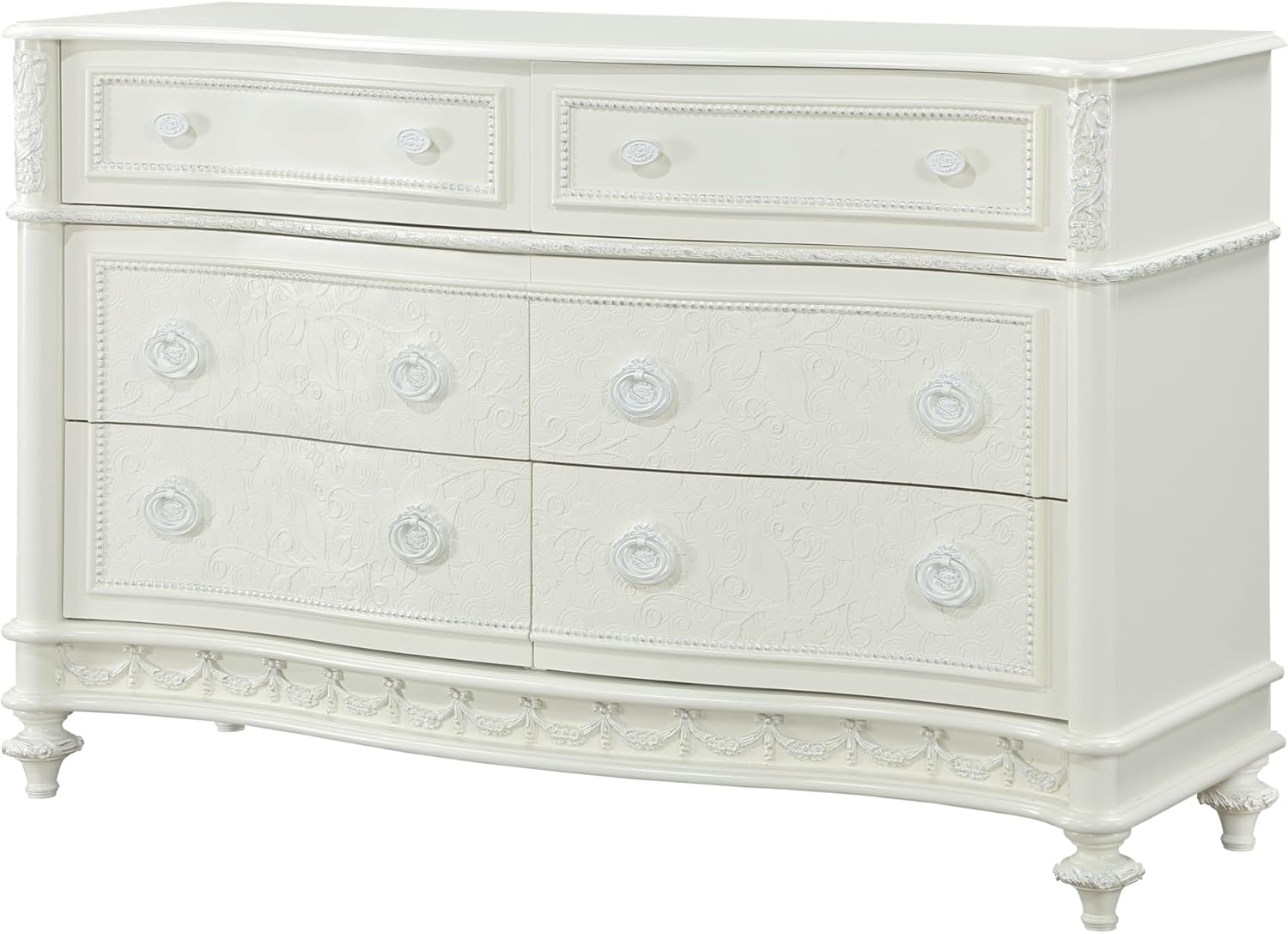 Acme Dorothy Transitional Wood 6 Drawers Dresser in Ivory Finish