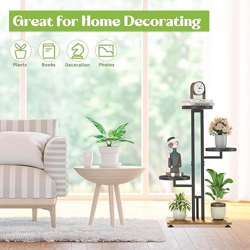 Miniatura 7 de iDavosic.ly Soporte para plantas de 3 niveles para interiores y exteriores, estante de esquina escalonada para múltiples macetas, estante de metal