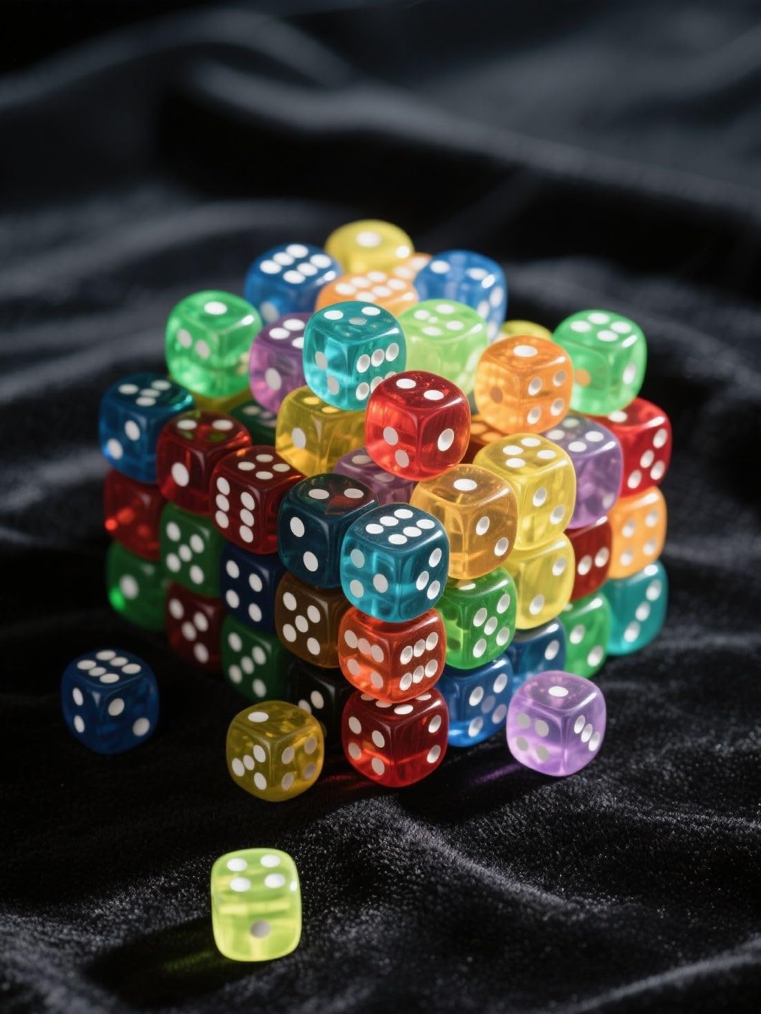 36 Pack 14mm Translucent 6 Sided Dice Set, Assorted Random Colors, Standard Dice for Family Games, Activities & Party Supplies