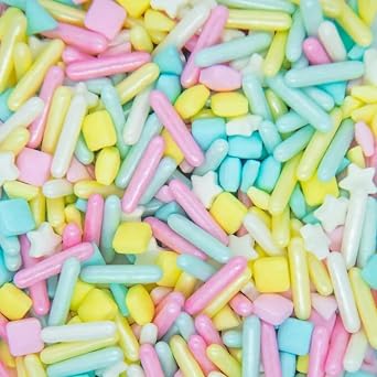 Bakebright Edible Pastel Sprinkles with Assorted Shapes and Sizes for Parties, Colorful Pastel Sprinkle Mix for Cookies, Ice Cream, Cake and Cupcake Decorating, 4 oz Pastel
